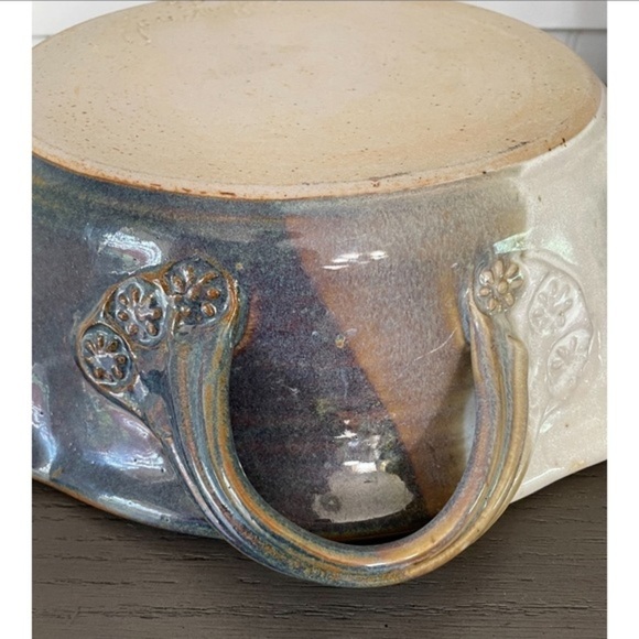 Joni Stauffer handmade pottery bowl with handles dates 1993 - Picture 4 of 5